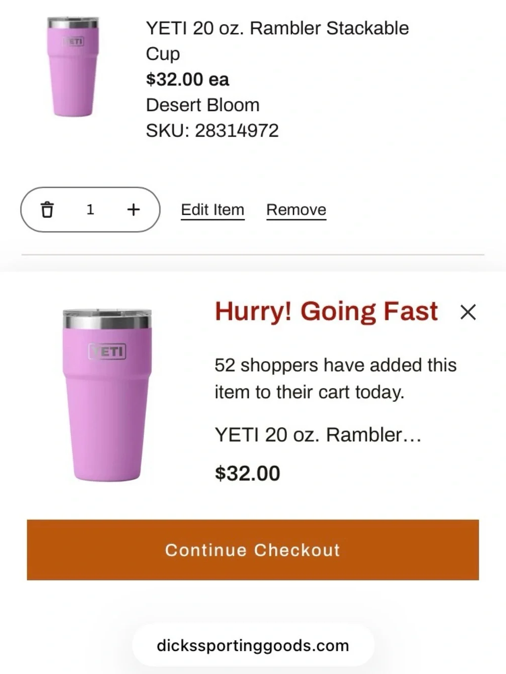 Brand new Yeti 20 oz. Rambler Stackable Cup - Desert Bloom Purple